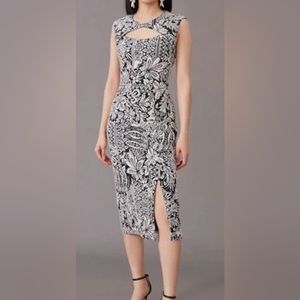 Anthropologie cutout black and white jacquard dress. XL. New with tags.